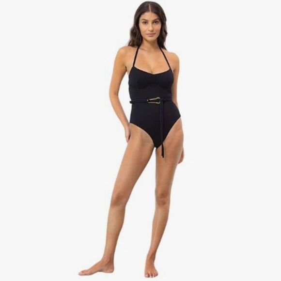 NWT Revel Rey Solana Waffle Knit Belted Halter One Piece Swimsuit XS - Picture 10 of 10